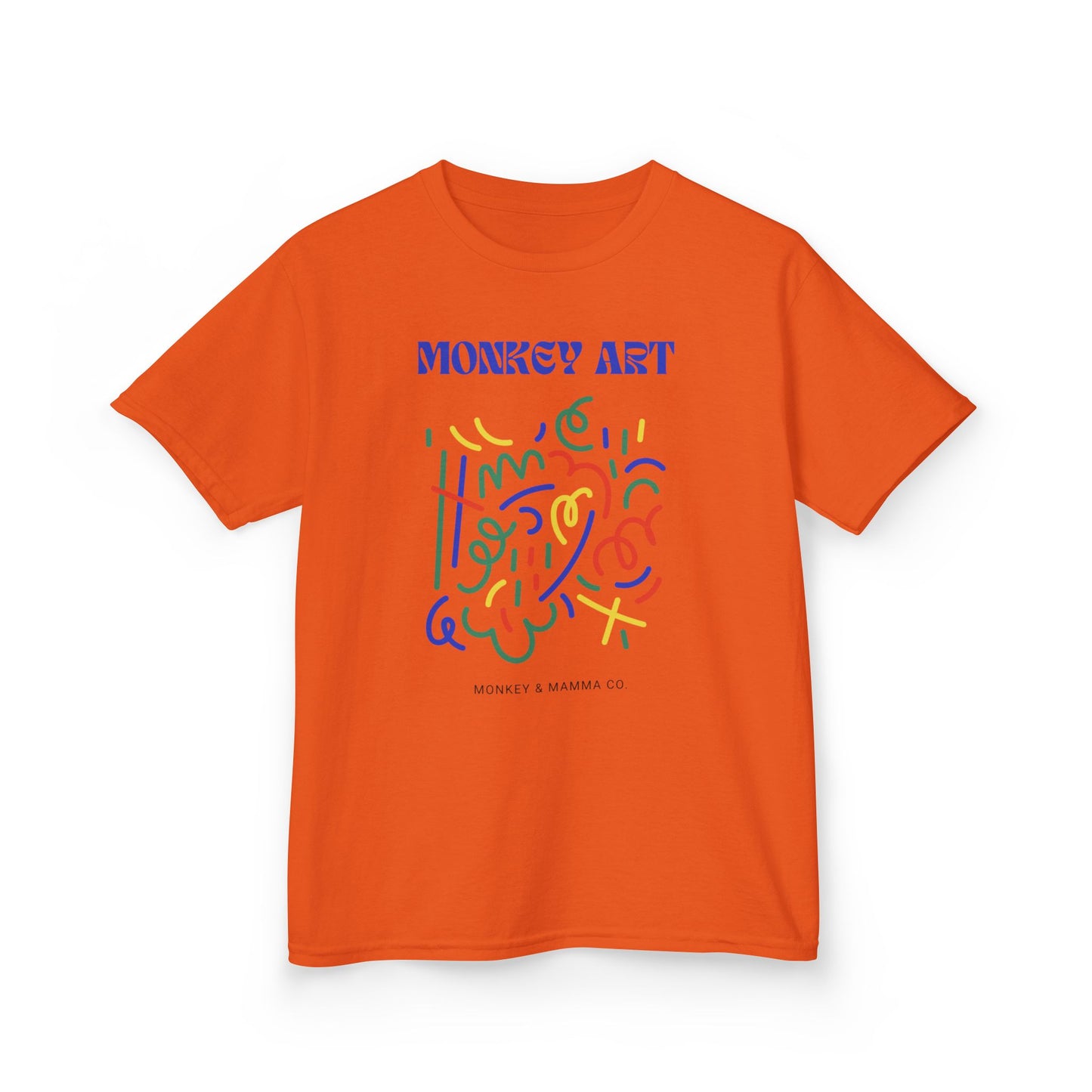Monkey Art Kids Heavy Cotton Tee - Fun and Colorful Design for Creative Kids