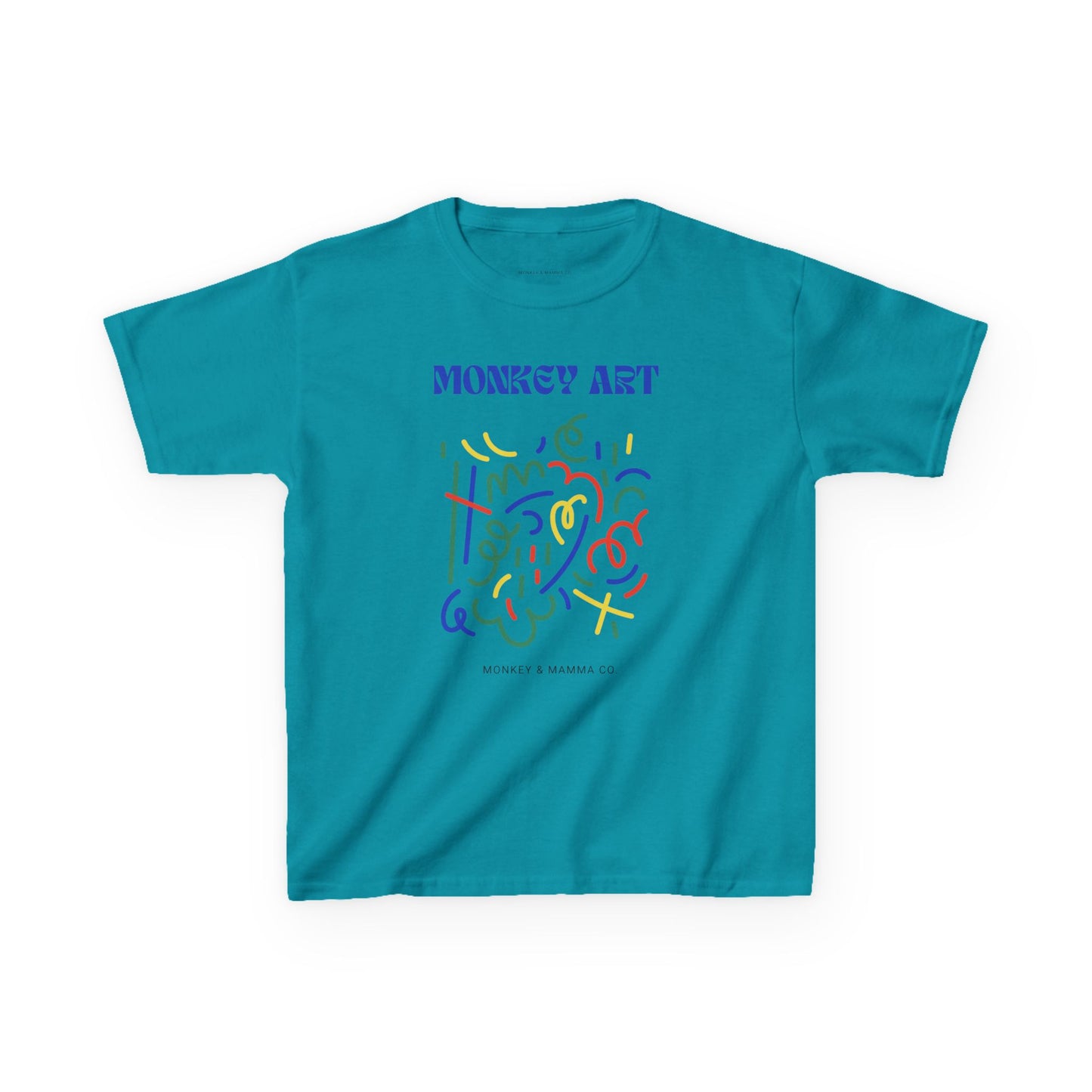 Monkey Art Kids Heavy Cotton Tee - Fun and Colorful Design for Creative Kids