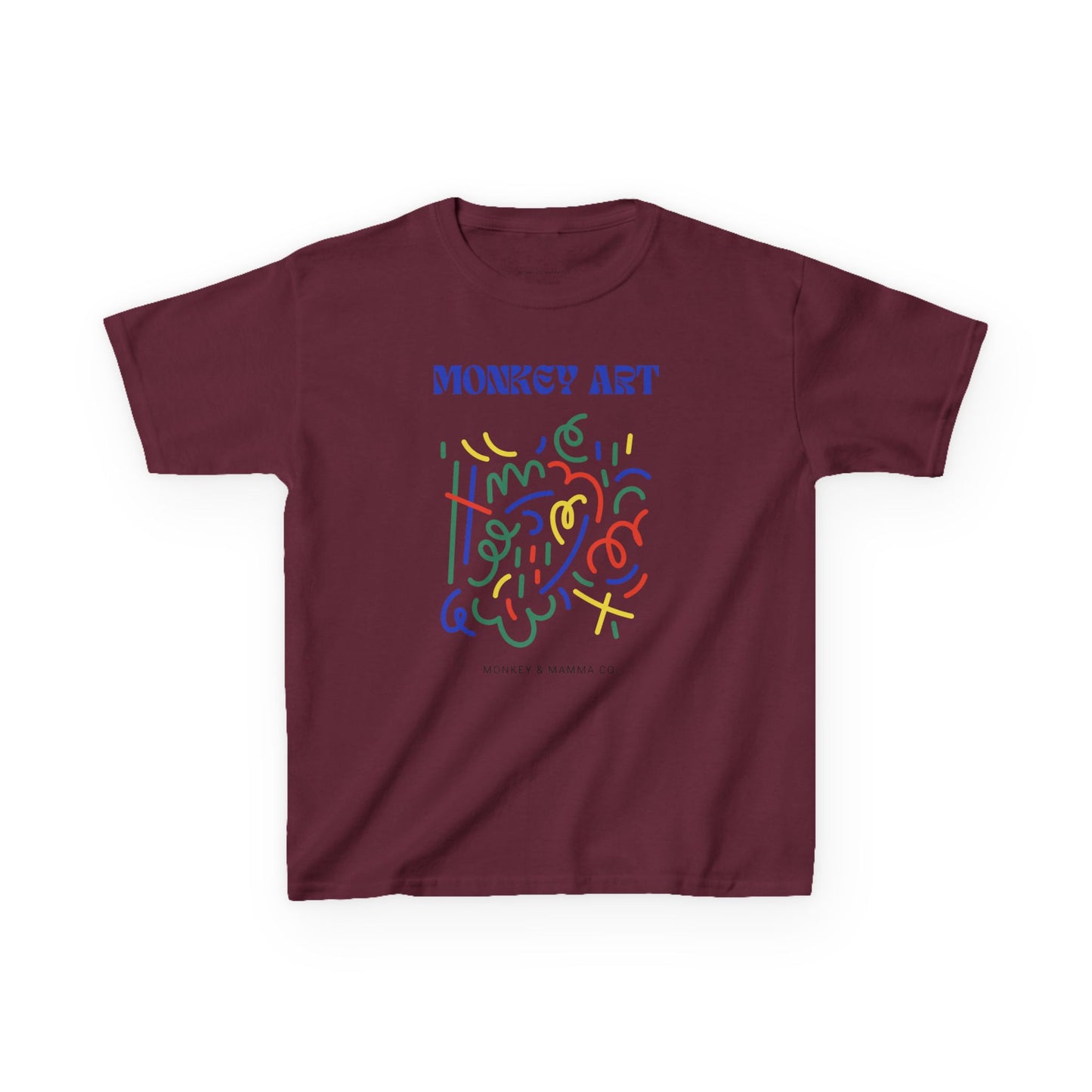 Monkey Art Kids Heavy Cotton Tee - Fun and Colorful Design for Creative Kids