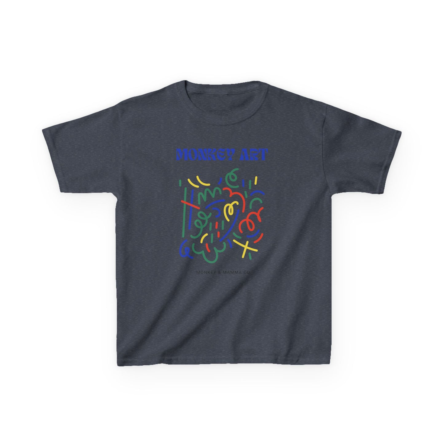 Monkey Art Kids Heavy Cotton Tee - Fun and Colorful Design for Creative Kids