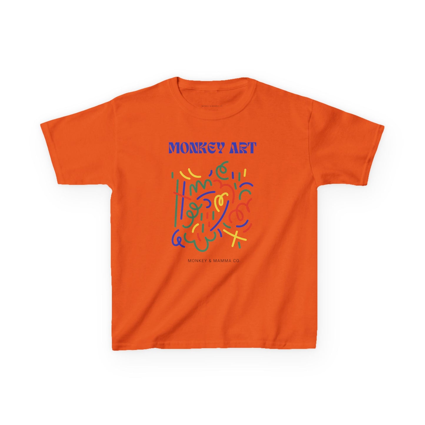 Monkey Art Kids Heavy Cotton Tee - Fun and Colorful Design for Creative Kids