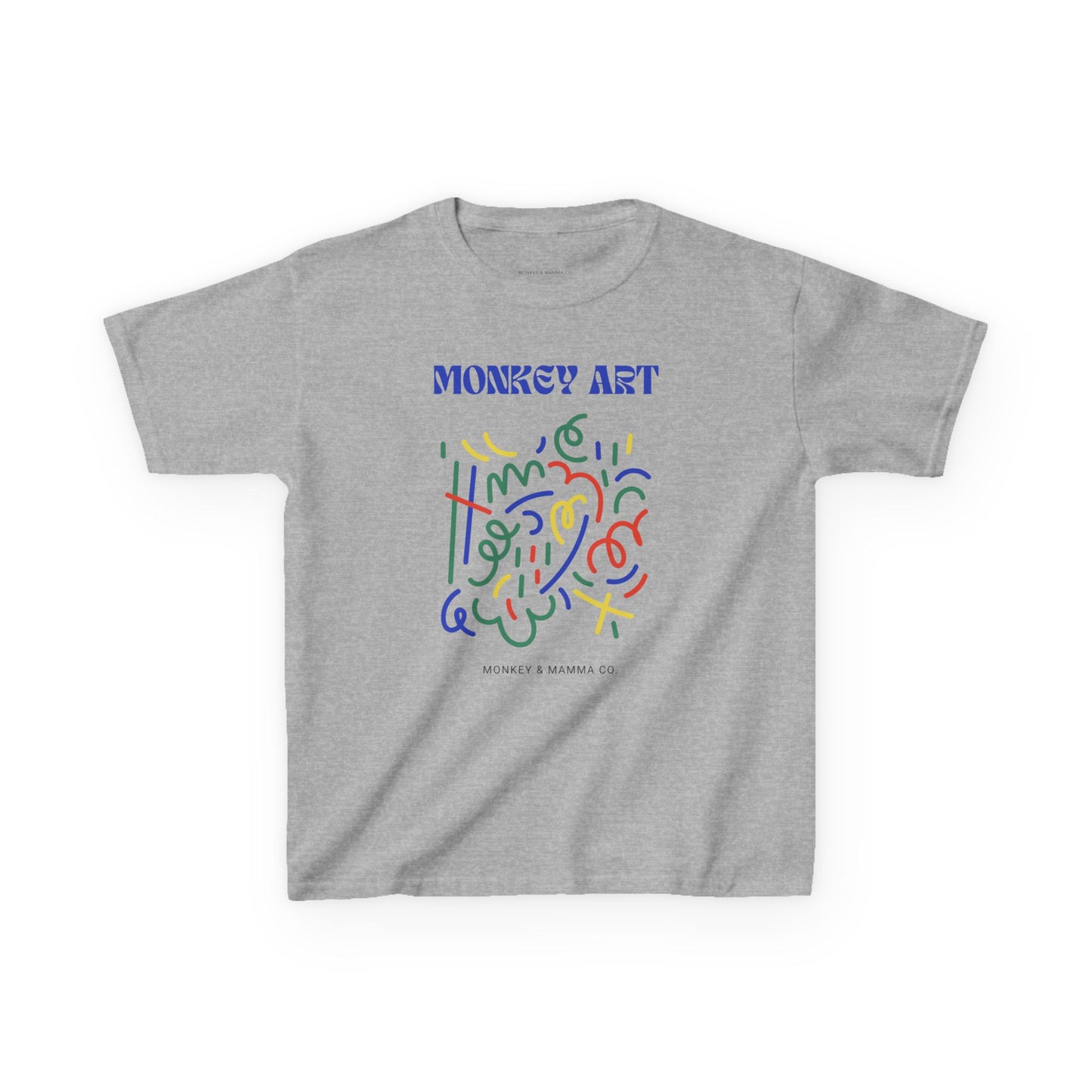 Monkey Art Kids Heavy Cotton Tee - Fun and Colorful Design for Creative Kids