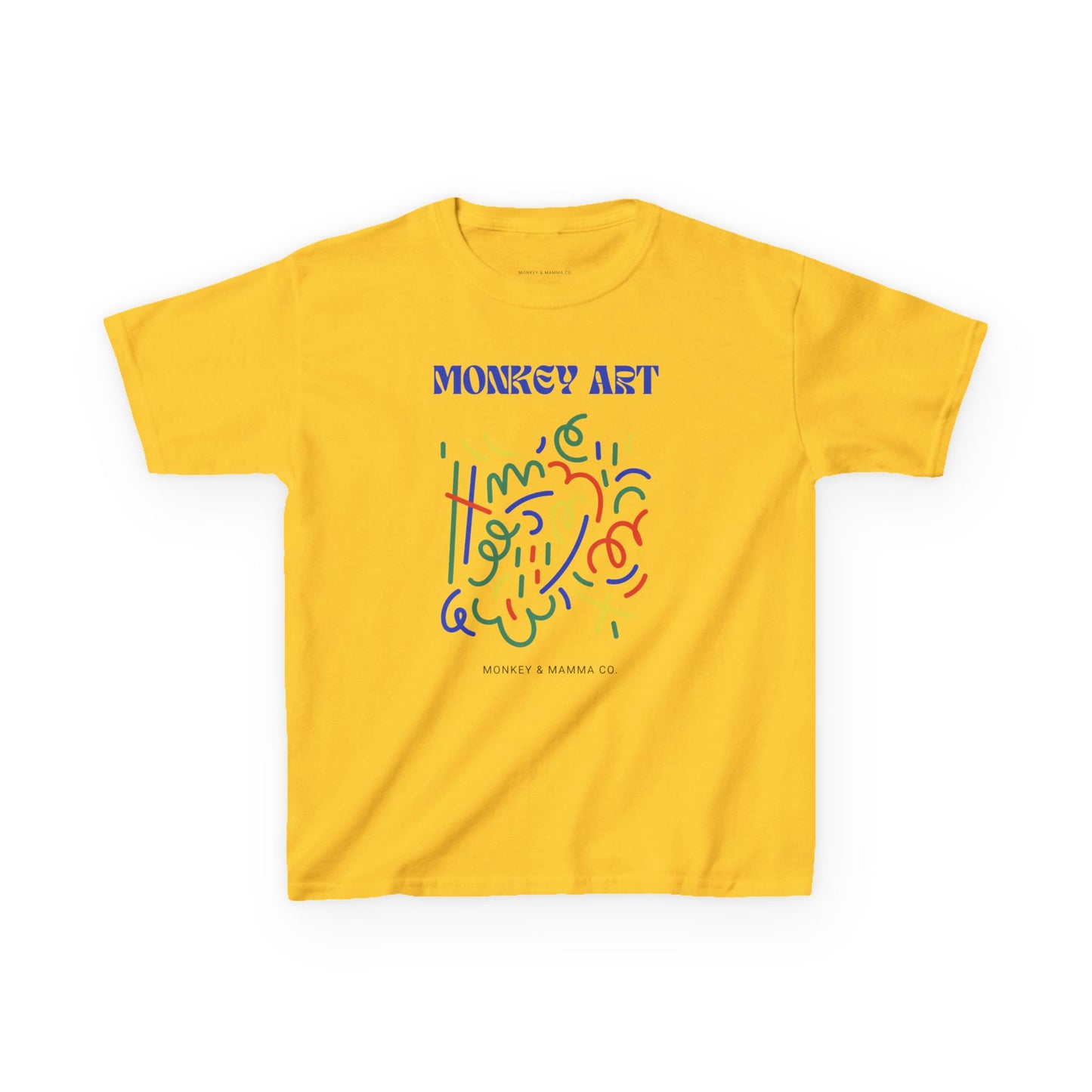 Monkey Art Kids Heavy Cotton Tee - Fun and Colorful Design for Creative Kids