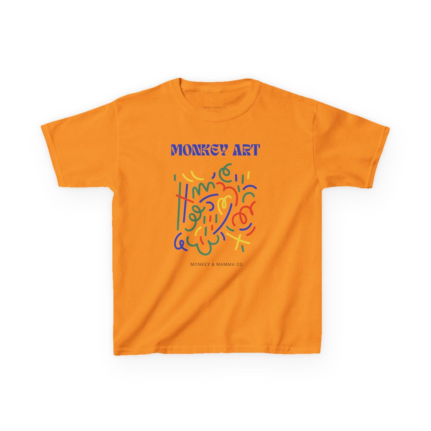 Monkey Art Kids Heavy Cotton Tee - Fun and Colorful Design for Creative Kids