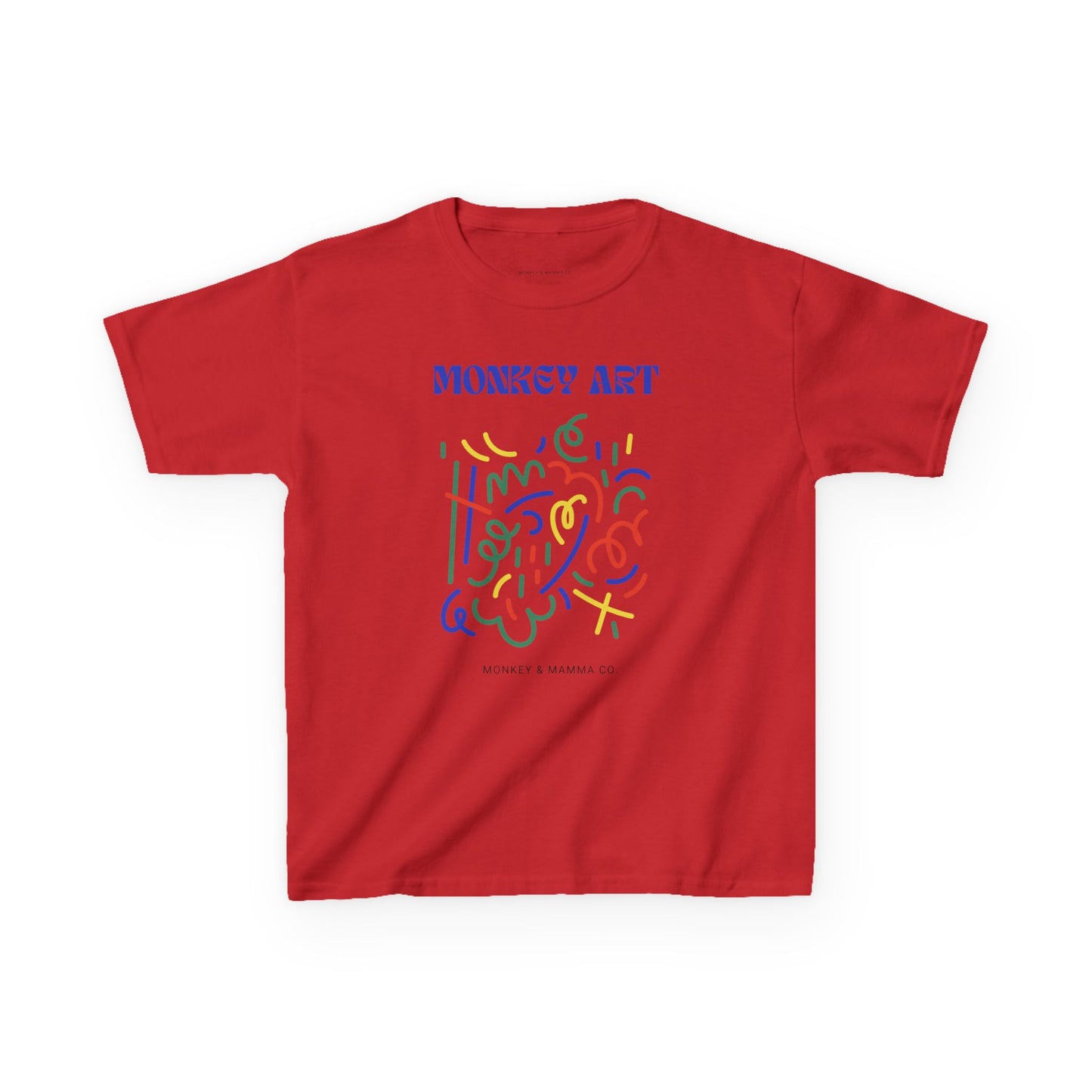 Monkey Art Kids Heavy Cotton Tee - Fun and Colorful Design for Creative Kids