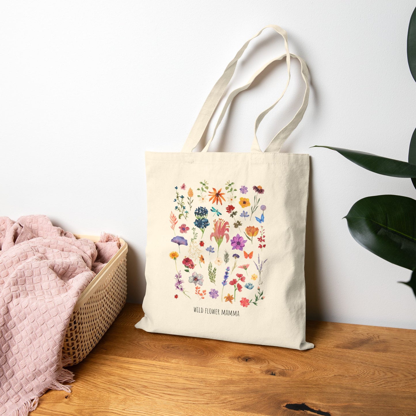 Floral Canvas Tote Bag - Wildflower Mamma Design
