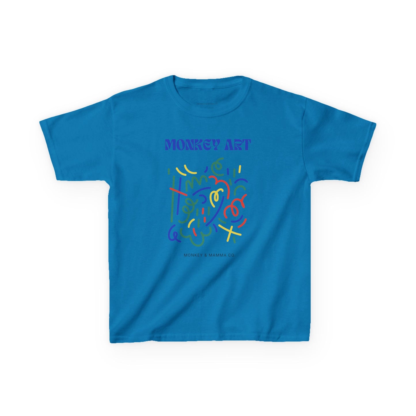 Monkey Art Kids Heavy Cotton Tee - Fun and Colorful Design for Creative Kids
