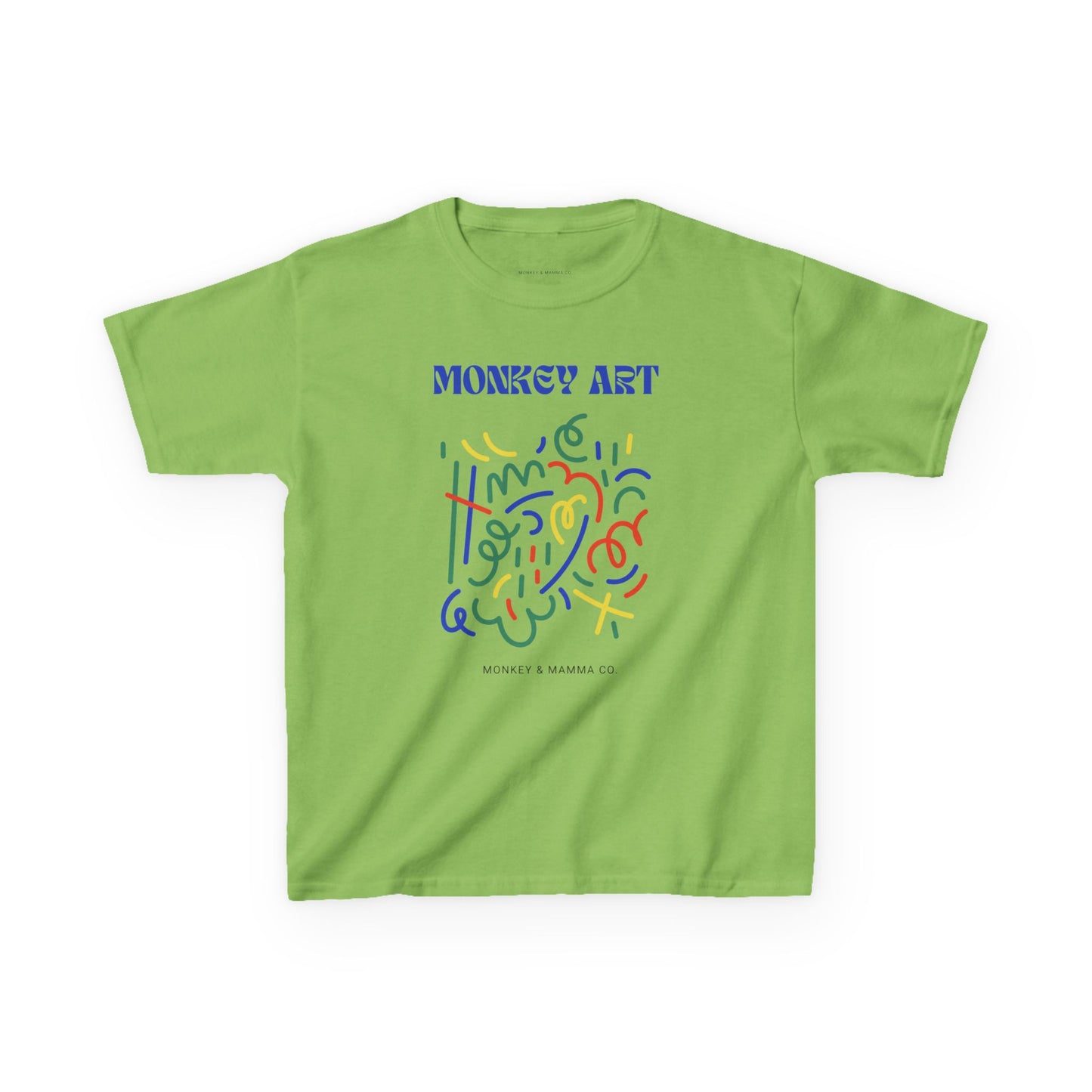 Monkey Art Kids Heavy Cotton Tee - Fun and Colorful Design for Creative Kids