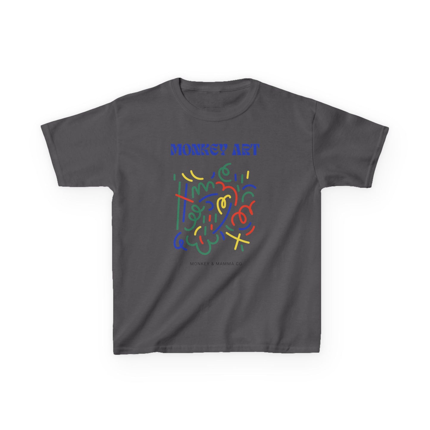 Monkey Art Kids Heavy Cotton Tee - Fun and Colorful Design for Creative Kids