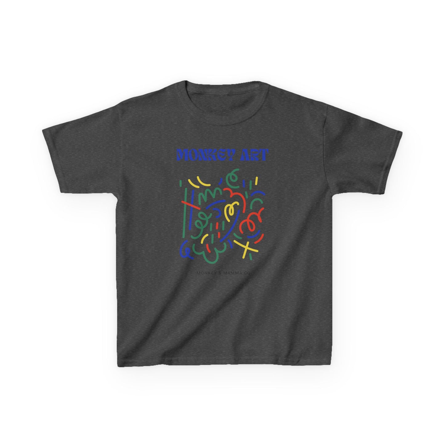 Monkey Art Kids Heavy Cotton Tee - Fun and Colorful Design for Creative Kids