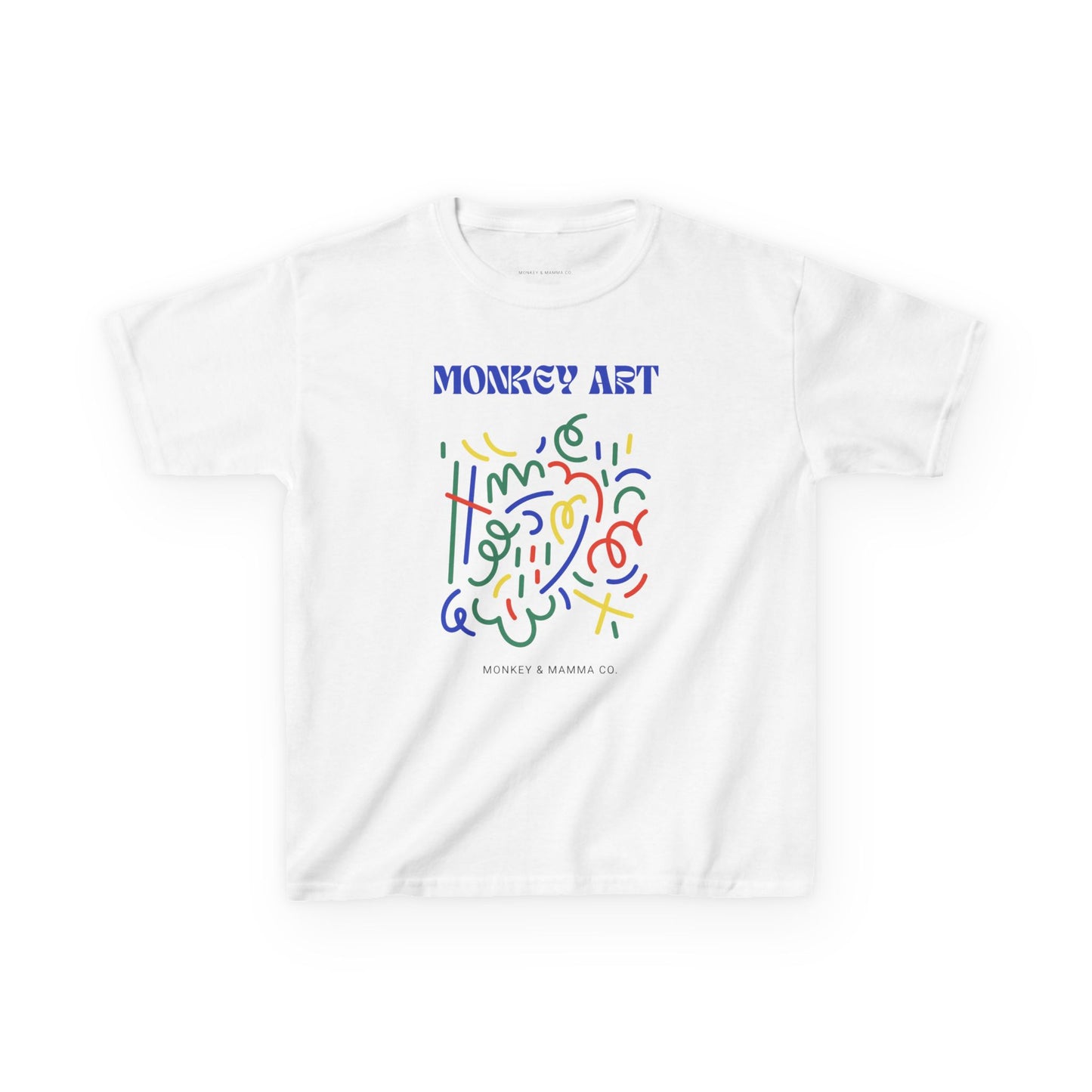 Monkey Art Kids Heavy Cotton Tee - Fun and Colorful Design for Creative Kids