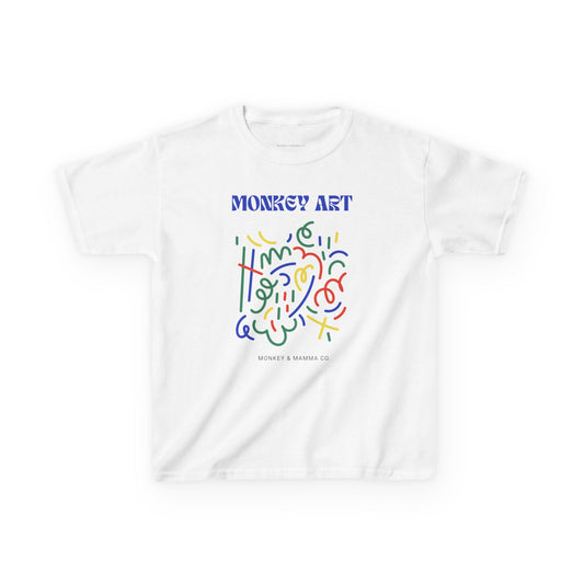 Monkey Art Kids Heavy Cotton Tee - Fun and Colorful Design for Creative Kids