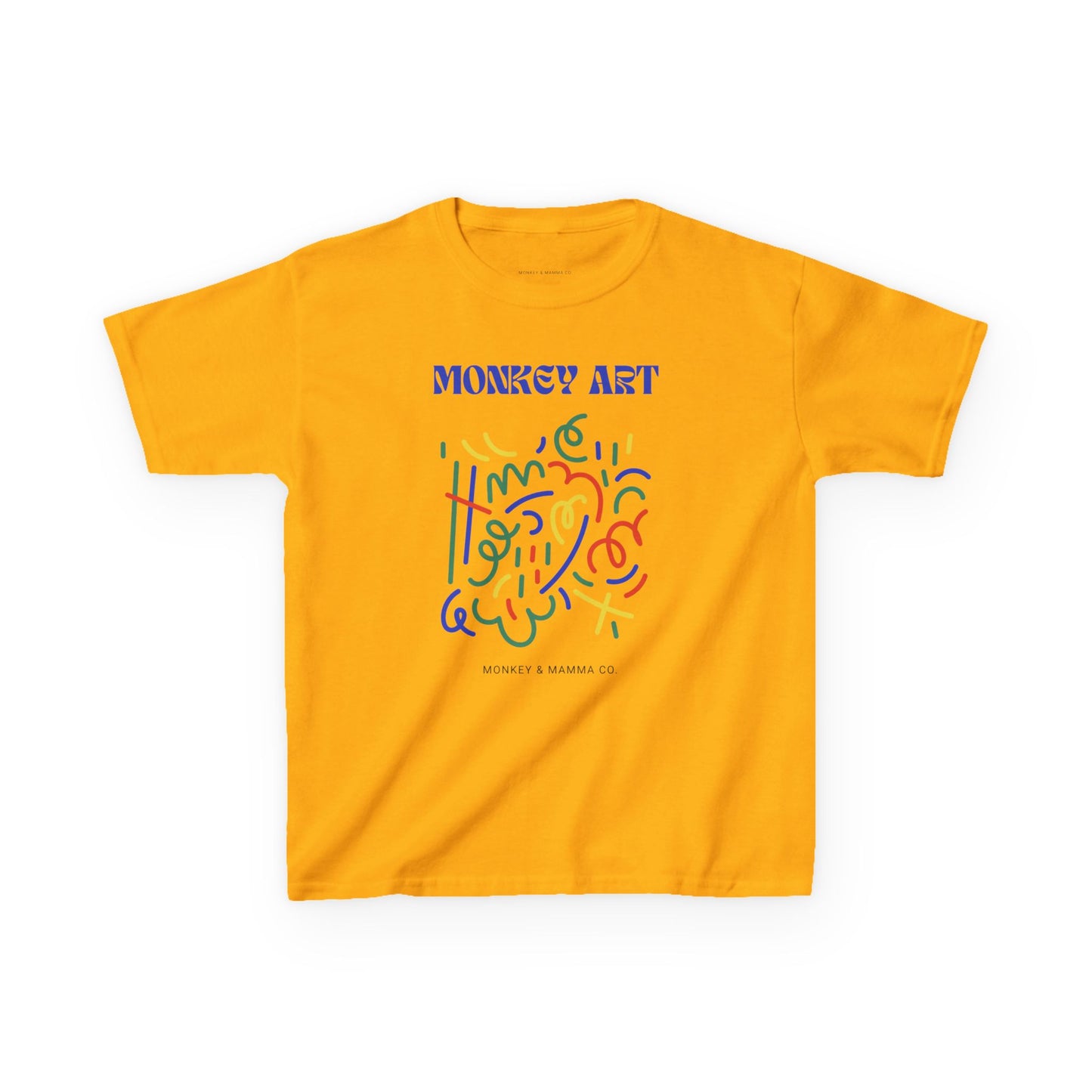 Monkey Art Kids Heavy Cotton Tee - Fun and Colorful Design for Creative Kids