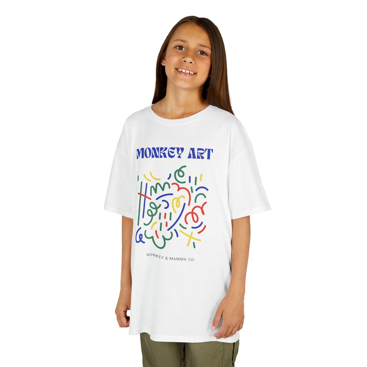 Monkey Art Kids Heavy Cotton Tee - Fun and Colorful Design for Creative Kids